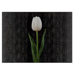 Schwarze 4 Luxe Glas-Tafel Pearl White Tulpe Schneidebrett