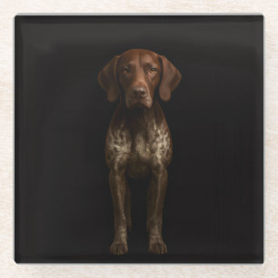 Schwarze 4 Luxe Glasuntersetzer, Deutscher Pointer Glasuntersetzer