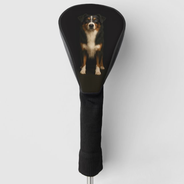 Schwarze 4 Luxe Golf Driver Hülle, Aussie Shepherd Headcover (Vorderseite)