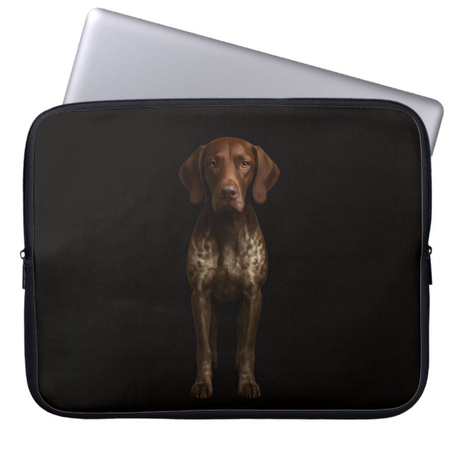 Schwarze 4 Luxe Laptop-Hülle, Deutscher Pointer-Hu Laptopschutzhülle (Vorderseite)