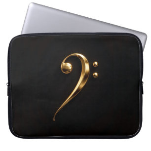 Schwarze 4 Luxe Laptop-Hülle, goldener Bassschlüss Laptopschutzhülle
