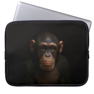 Schwarze 4 Luxe Laptop-Hülle, ruhiger Schimpanse Laptopschutzhülle