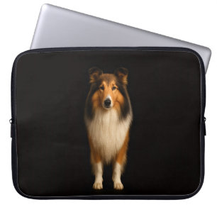 Schwarze 4 Luxe-Laptoptasche, treuer Collie-Hund Laptopschutzhülle