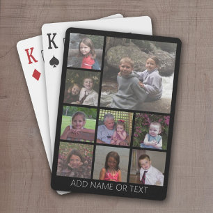 Schwarze 9-Foto-Quadrat-Collage einfache weiße Sch Spielkarten