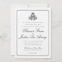 Schwarze "A" Monogramm Hochzeitseinladung