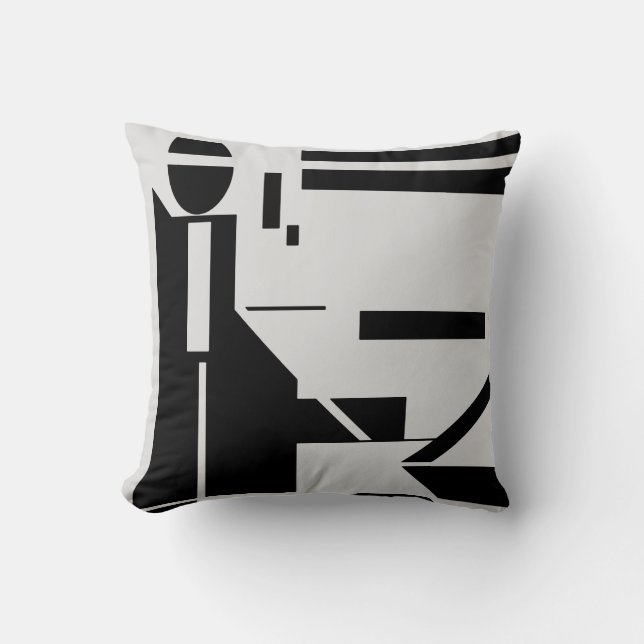 Schwarze Abbildung auf hellgrauem Hintergrund Abst Kissen (Vorderseite)