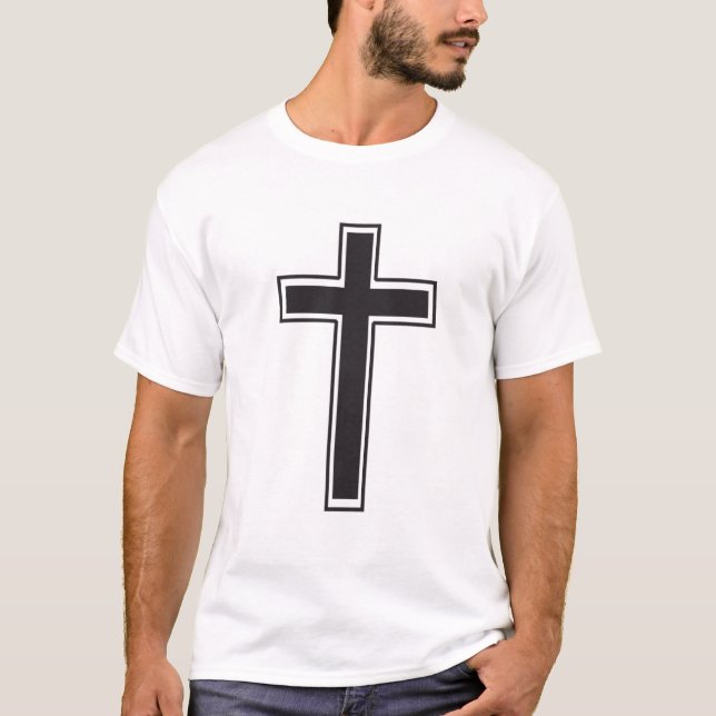 Schwarze Abbildung: Christliches Kreuz T-Shirt (Vorderseite)