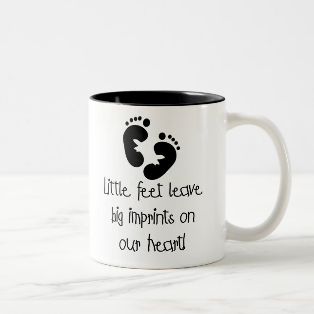 Schwarze Abdruck-kleine Fuß-große Impressen Zweifarbige Tasse (Rechts)