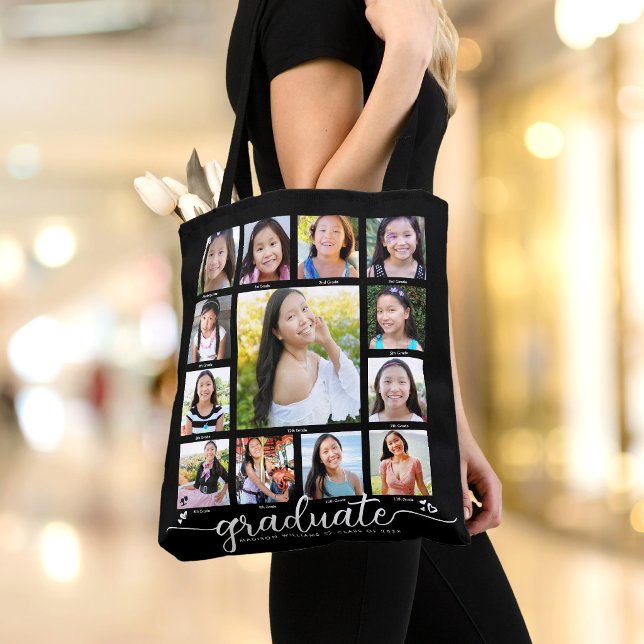 Schwarze Abschlussfeier K–12 moderne Schrift Foto- Tasche (Von Creator hochgeladen)