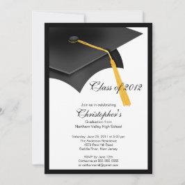 Schwarze Absolvent-Kappen-Abschluss-Party Einladung