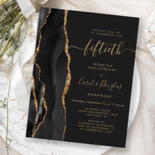 Schwarze Achat-Goldene 50-Jahres-Jubiläumsfeier Postkarte