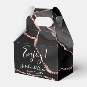 Schwarze Achat-Roségold-Glitter-Hochzeitsgunst-Beh Geschenkschachtel