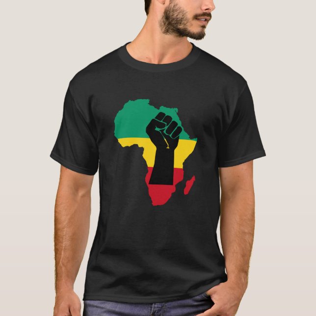 Schwarze Afrika-Faustkarte T-Shirt (Vorderseite)