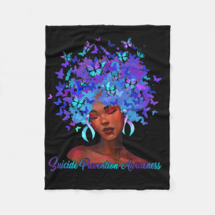 Schwarze Afrikanerin Afro Aquamariner und Lila Sel Fleecedecke