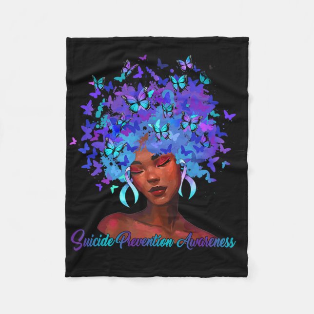 Schwarze Afrikanerin Afro Aquamariner und Lila Sel Fleecedecke (Vorderseite)
