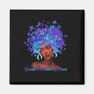 Schwarze Afrikanerin Afro Aquamariner und Lila Sel Magnet