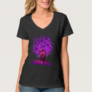 Schwarze Afrikanerin Afro Lila Band Alzheimer T-Shirt