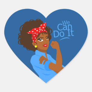 schwarze afrikanische Rosie the Riveter Wir schaff Herz-Aufkleber