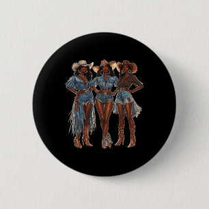 Schwarze Afroamerikanische Cowgirl Western Country Button