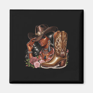 Schwarze Afroamerikanische Cowgirl Western Country Magnet