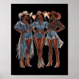 Schwarze afroamerikanische Cowgirl Western Country Poster