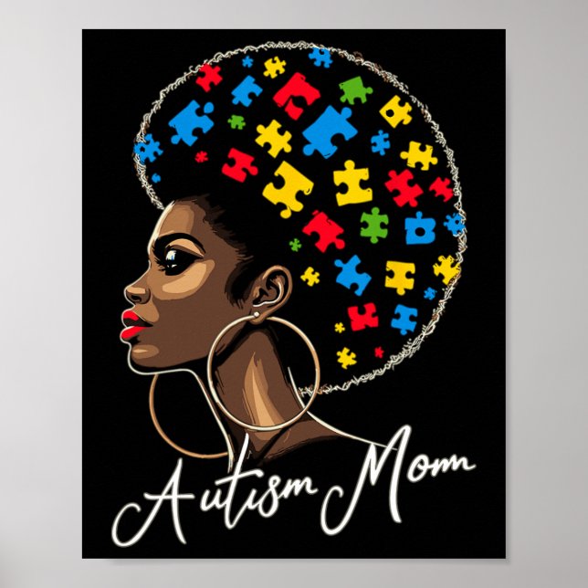 Schwarze afroamerikanische Mutter mit Autismus-Bew Poster (Vorne)