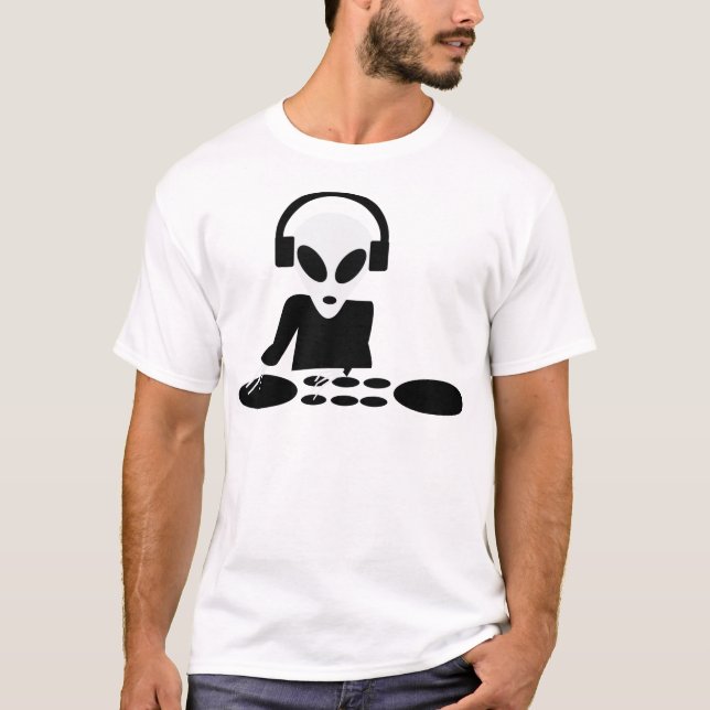 schwarze aliendrehung legt DJ-Ikone ver T-Shirt (Vorderseite)