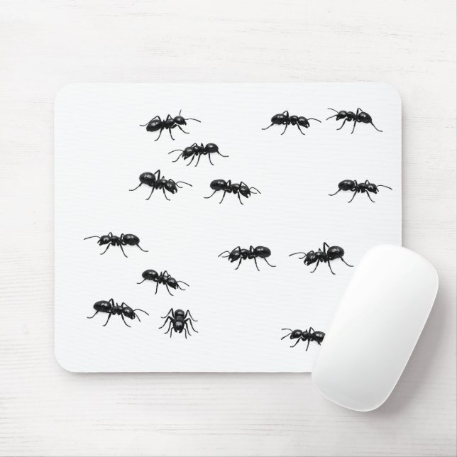 Schwarze Ameisen auf Weiß Mousepad (Mit Mouse)