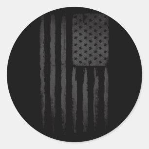 Schwarze amerikanische Flagge Runder Aufkleber