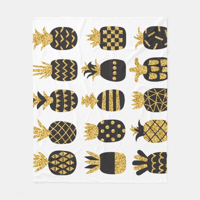 Schwarze Ananas: Einzigartiges Textur-Set Fleecedecke (Vorderseite)