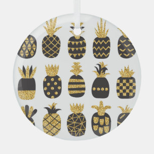 Schwarze Ananas: Einzigartiges Textur-Set Ornament Aus Glas