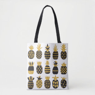 Schwarze Ananas: Einzigartiges Textur-Set Tasche