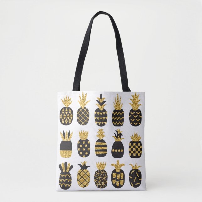 Schwarze Ananas: Einzigartiges texturiertes Set Tasche (Vorderseite)