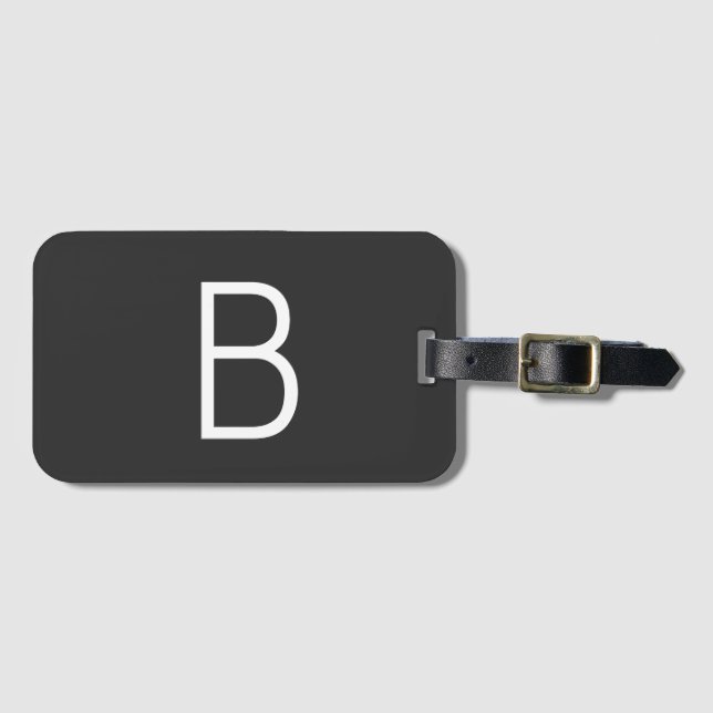 Schwarze Anfangsbuchstaben Monogram modern Gepäckanhänger (Vorderseite (Horizontal))