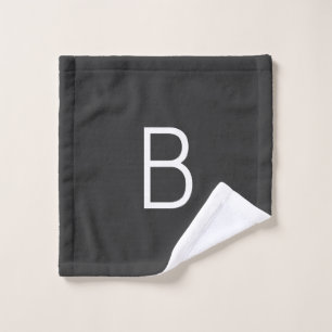 Schwarze Anfangsbuchstaben Monogram modern Waschlappen