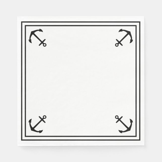 Schwarze Anker auf Weiß Serviette (Vorderseite)