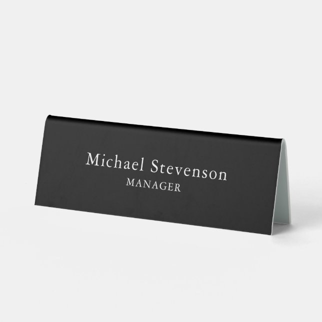 Schwarze Anpassung von Name und Titel Tischaufsteller (Vorderseite)