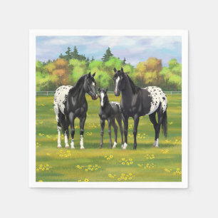 Schwarze Appaloosa Pferde im Sommer Weide Serviette