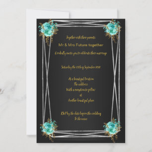 SCHWARZE AQUA GOLD ELEGANT WEDING INVITATION EINLADUNG