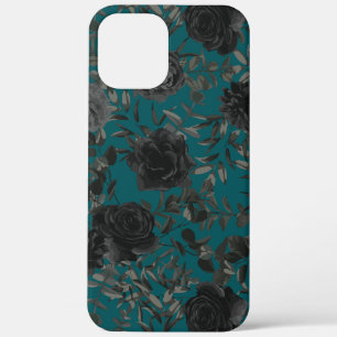 Schwarze Aquamarine Rose Gothic Elegante Hochzeit Case-Mate iPhone Hülle