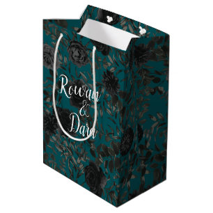 Schwarze Aquamarine Rose Gothic Elegante Hochzeit Mittlere Geschenktüte