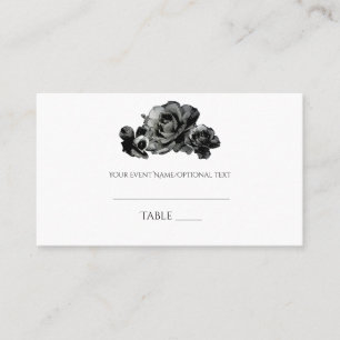 Schwarze Aquarell-Rosen Hochzeit Sitzplatz Karte