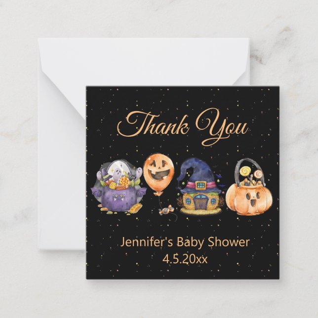 Schwarze Aquarellbrause Babydusche Danke Mitteilungskarte (Vorderseite)