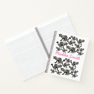 Schwarze Aquarellkatze Notizbuch