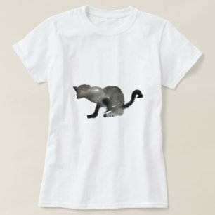 Schwarze Aquarellkatze T-Shirt