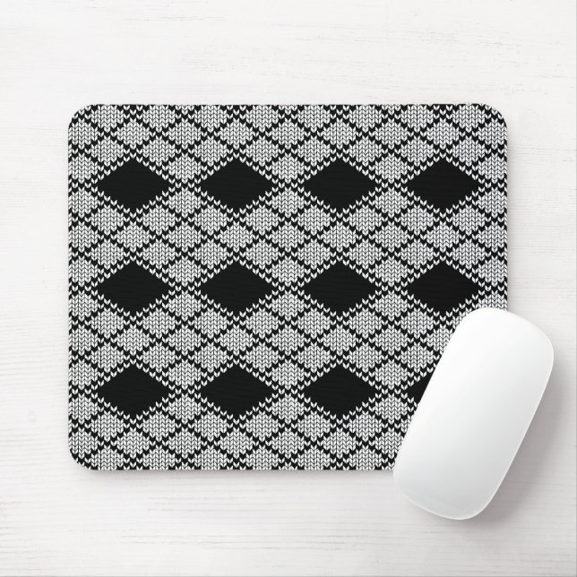 SCHWARZE ARGYLE-STRICKMAUS Pad Mousepad (Mit Mouse)
