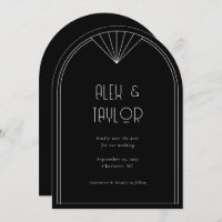 Schwarze Art Deco Arch Frame Wedding Save the Date