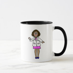 Schwarze Ärztin hält Stethoskop Tasse