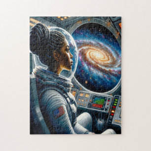 Schwarze Astronautin im Weltraum