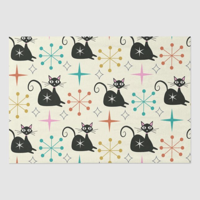 Schwarze Atomkatze aus dem Mittelalter mit Sternex Seidenpapier (Vorderseite)